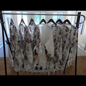 White Silk Bridal Robe w. Lace Trim